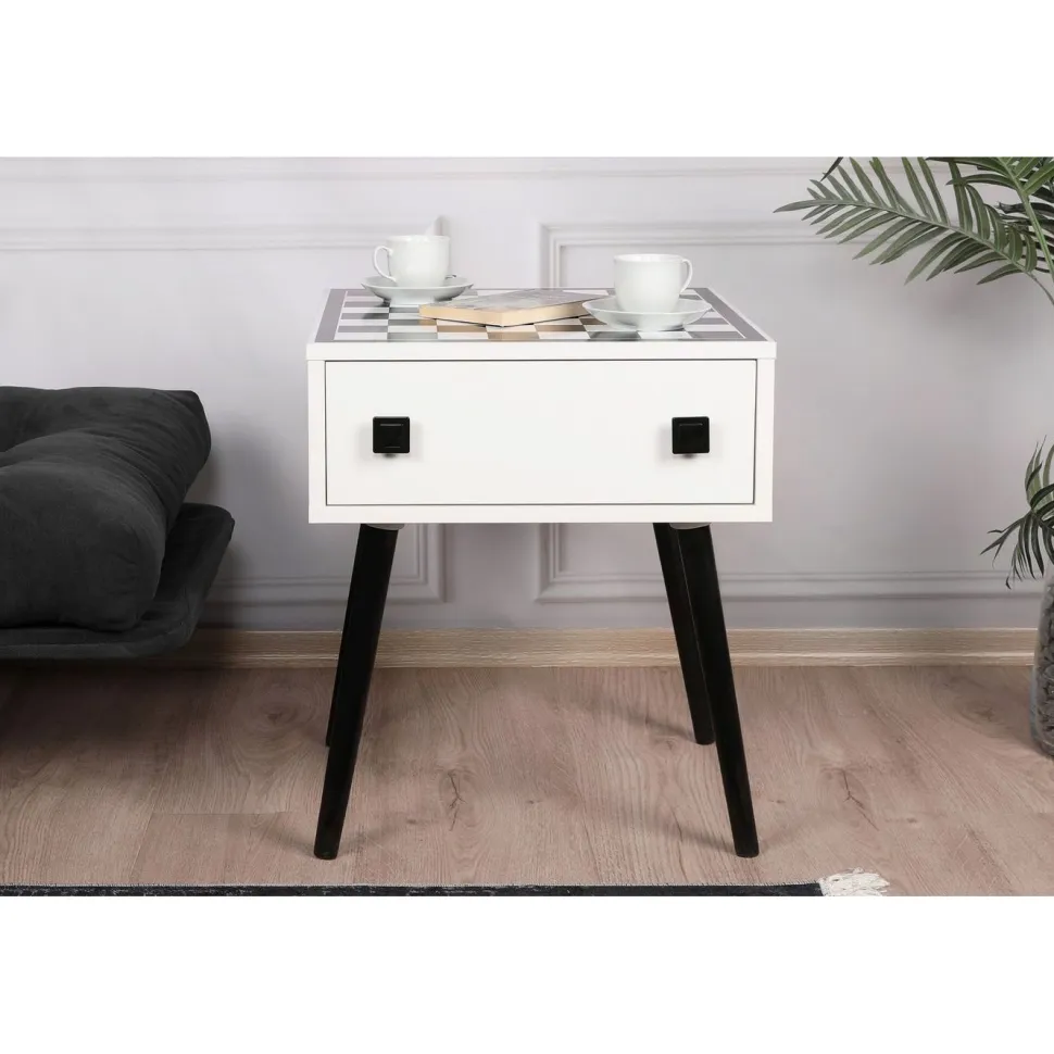 Shakkipöytä Linento Furniture Chesso, 50x50cm, musta/valkoinen