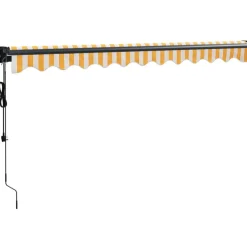 Sisäänkelattava markiisi, automaattinen, keltainen/valkoinen 3x2,5 m