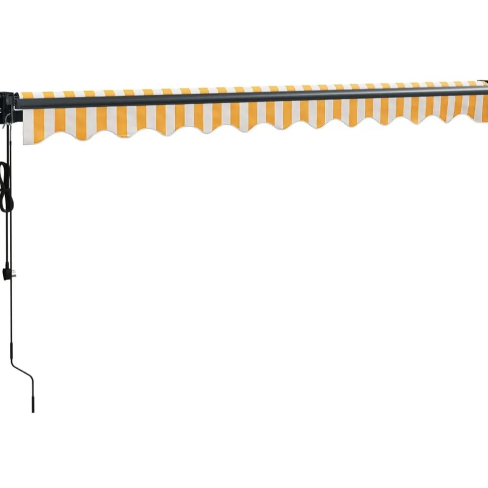 Sisäänkelattava markiisi, automaattinen, keltainen/valkoinen 3x2,5 m