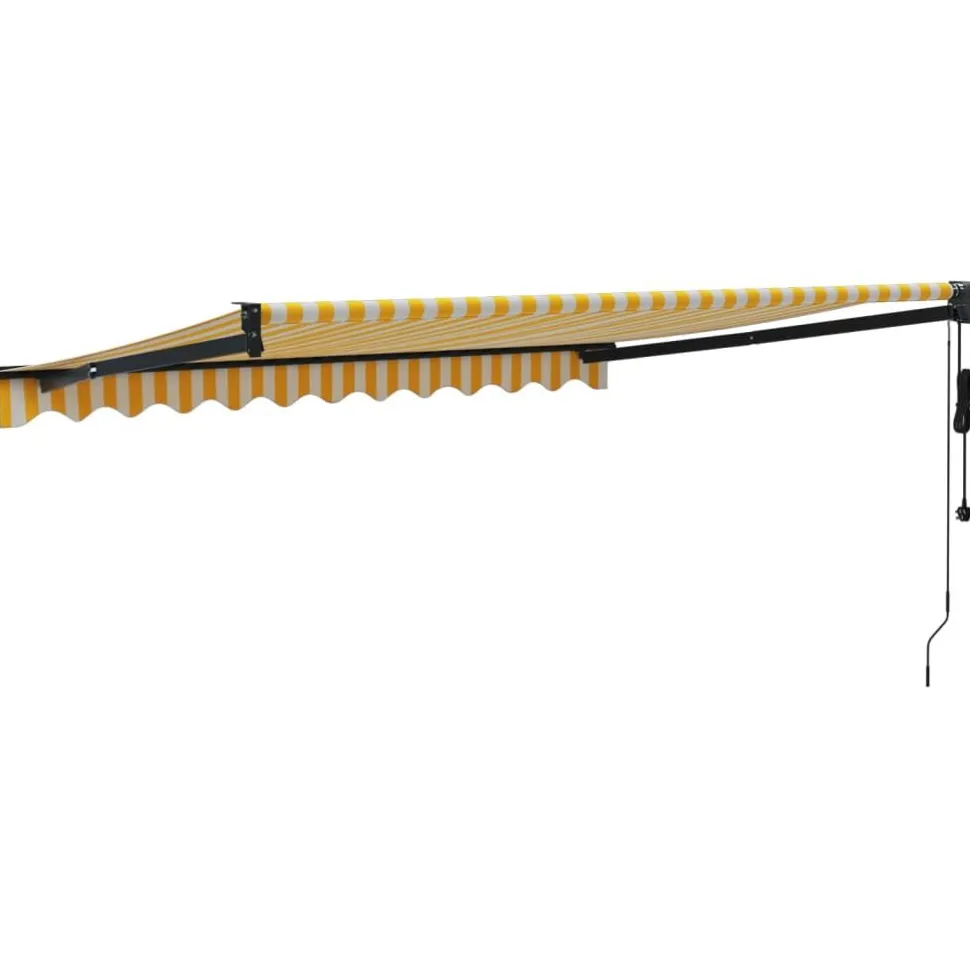 Sisäänkelattava markiisi, automaattinen, keltainen/valkoinen 3x2,5 m