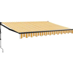 Sisäänkelattava markiisi, automaattinen, keltainen/valkoinen 3x2,5 m