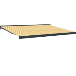 Sisäänkelattava markiisi keltavalkoinen 4,5x3 m kangas/alumiini