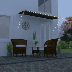 Sisäänkelattava markiisi ledillä 350x150 cm antrasiitti