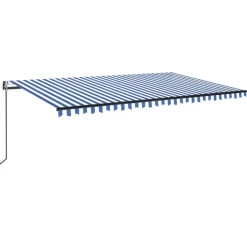 Sisäänkelattava markiisi 2 LED/tuulisensori 300x250 cm sininen/valkoinen