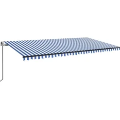 Sisäänkelattava markiisi 2 LED/tuulisensori 300x250 cm sininen/valkoinen