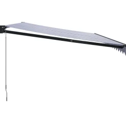 Sisäänkelattava markiisi sininen/valkoinen 5x3 m kangas/alumiini