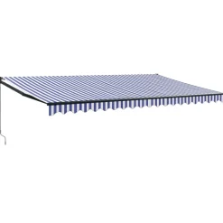 Sisäänkelattava markiisi sininen/valkoinen 5x3 m kangas/alumiini