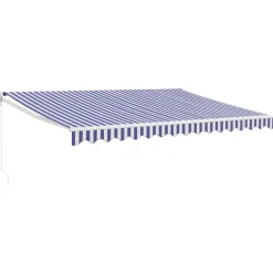 Sisäänkelattava markiisi sininen/valkoinen 4x3 m kangas/alumiini