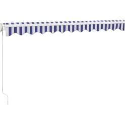 Sisäänkelattava markiisi sininen/valkoinen 3x2,5 m kangas/alumiini