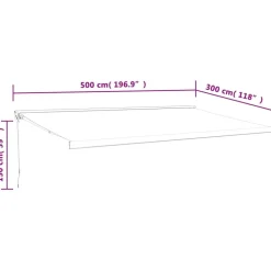 Sisäänkelattava markiisi 5x3 m kangas/alumiini, sinivalkoinen