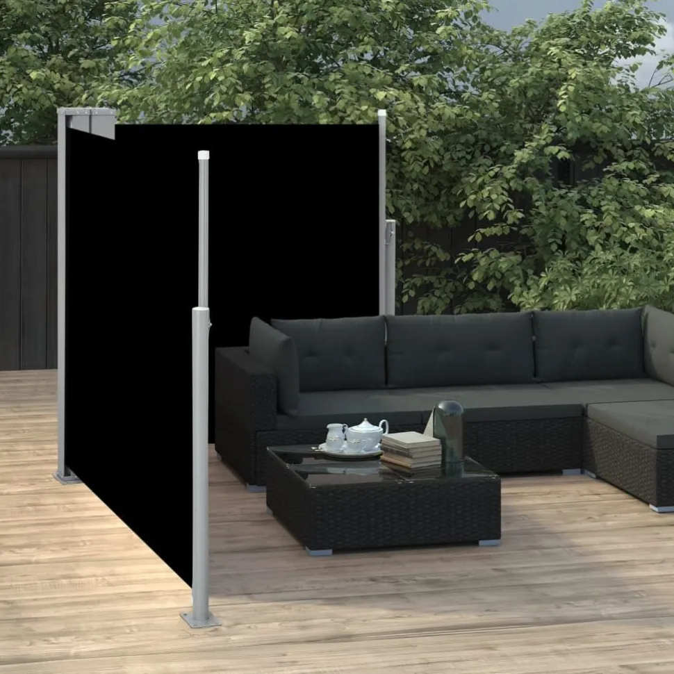 Sisäänvedettävä sivumarkiisi 120x600 cm musta