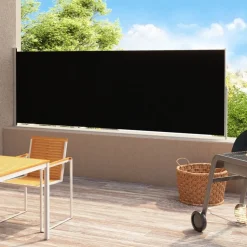 Sisäänvedettävä terassin sivumarkiisi 200x500 cm musta