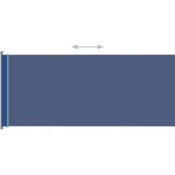 Sisäänvedettävä terassin sivumarkiisi 180x500 cm sininen
