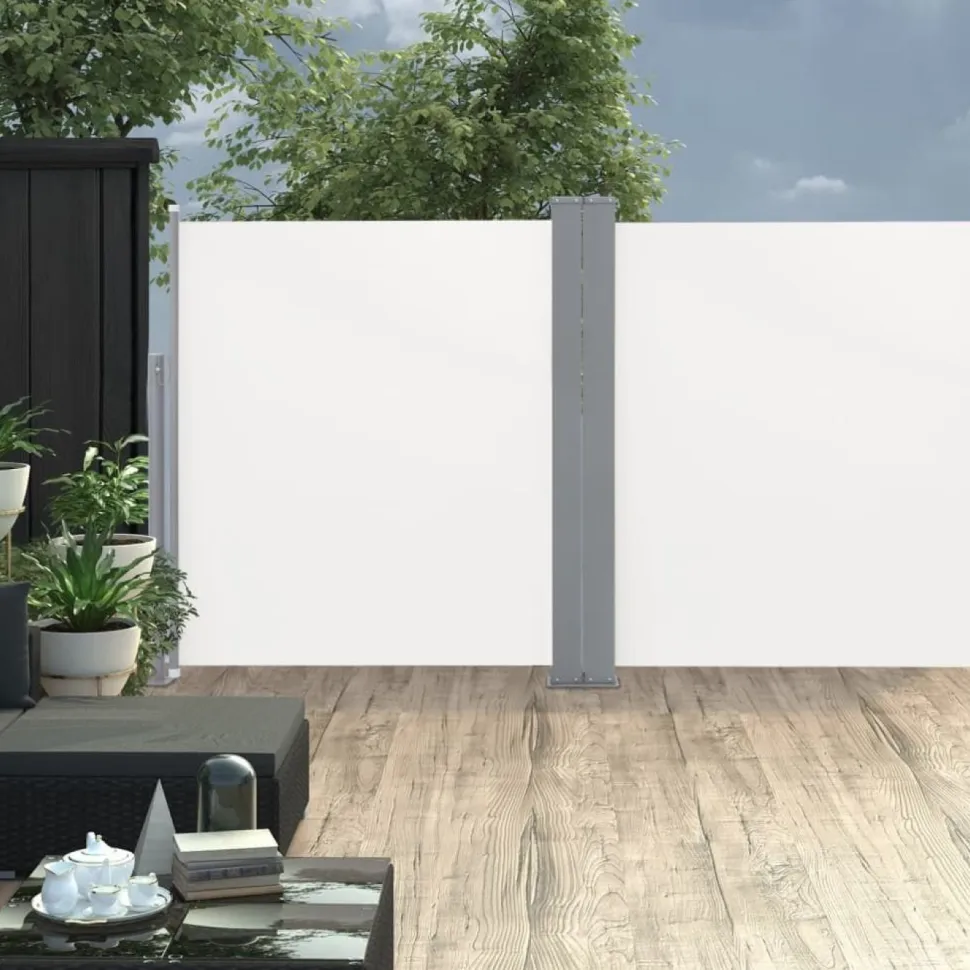 Sisäänvedettävä terassin tuplasivumarkiisi 170x600 cm kerma