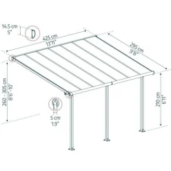 Terassikatos Palram-Canopia Olympia 3x4,25 m harmaa/pronssi