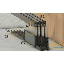 Terassilasitus Vivalon Avara, puitteeton 4-osainen, 2000-4720mm leveään aukkoon, kirkas lasi