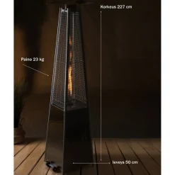 Terassilämmitin Fornorth Pyramid, 13kW kaasukäyttöinen, rosteri