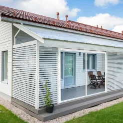 Terassin lasiliukuovi Keraplast, 2-os., valkoinen, kirkas lasi, mittatilaus