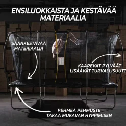 Trampoliini Stratos turvaverkolla suorakaide eri kokoja