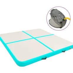 Täytettävä voimistelumatto pumpulla 200x200x20 cm PVC vihreä