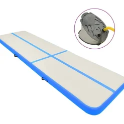 Täytettävä voimistelumatto pumpulla 700x100x20cm PVC sininen