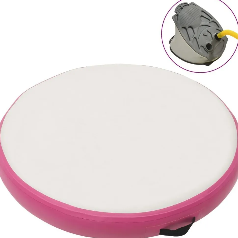 Täytettävä voimistelumatto pumpulla 100x100x15 cm PVC pinkki