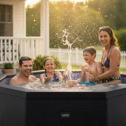 Ulkoporeallas Wave Spa Como, 6 hlöä, 90 suutinta, WiFi, kahdeksankulmainen, koottava, musta