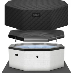 Ulkoporeallas Wave Spa Como, 6 hlöä, 90 suutinta, WiFi, kahdeksankulmainen, koottava, valkoinen