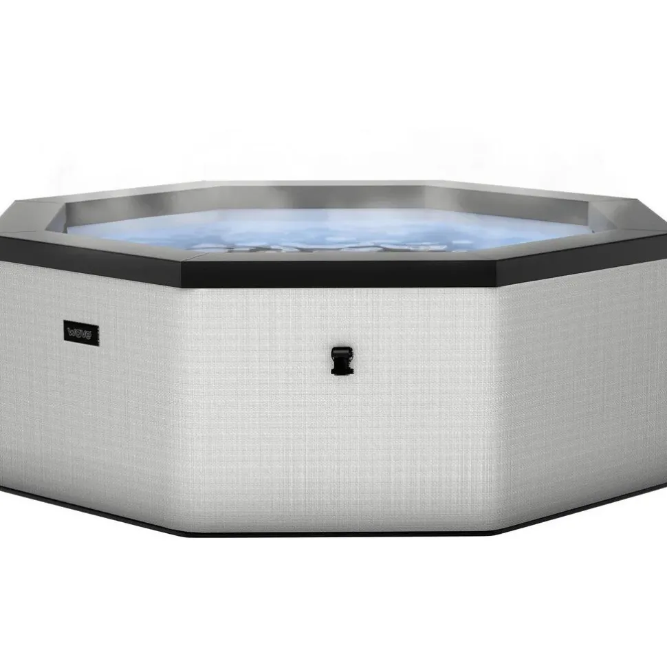 Ulkoporeallas Wave Spa Como, 6 hlöä, 90 suutinta, WiFi, kahdeksankulmainen, koottava, harmaa