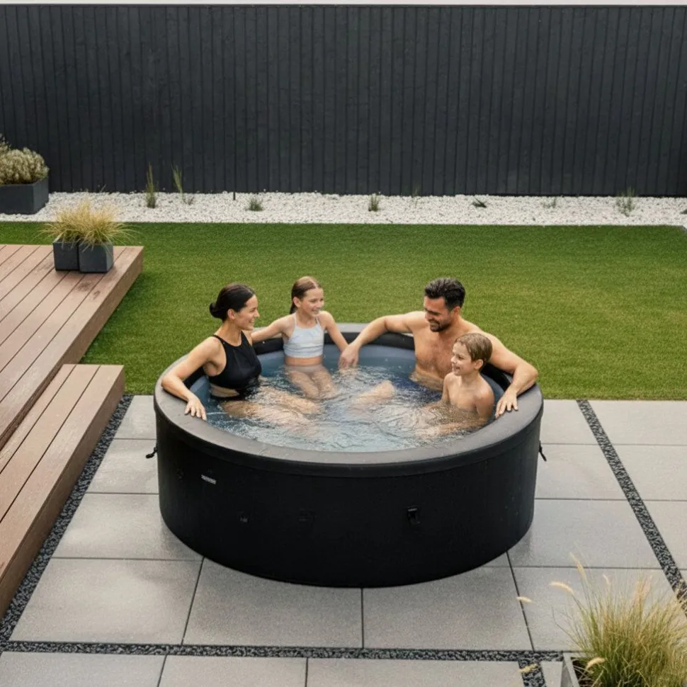 Ulkoporeallas Wave Spa Tahoe, 4 hlöä, 70 suutinta, WiFi, pyöreä, koottava, musta