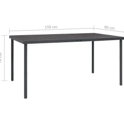Ulkoruokapöytä antrasiitti 150x90x74 cm teräs
