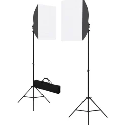 Valokuvastudiosarja softbox-valot ja taustakankaat