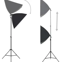 Valokuvastudiosarja 6 softbox-valoilla ja taustakankaalla