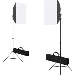 Valokuvastudiosarja 4 softbox-valoilla ja taustakankaalla