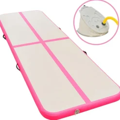Voimistelumatto, täytettävä, pumpulla, 500x100x10cm, PVC, pinkki