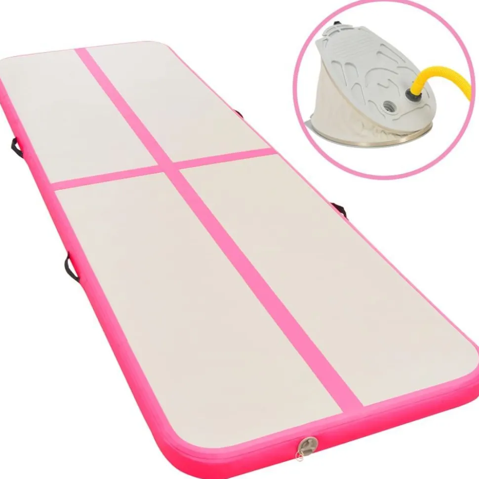 Voimistelumatto, täytettävä, pumpulla, 500x100x10cm, PVC, pinkki
