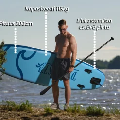 2x SUP-lautasetti Deep Sea Kayak Pro ilmatäytteinen 300 cm 15 PSI sininen